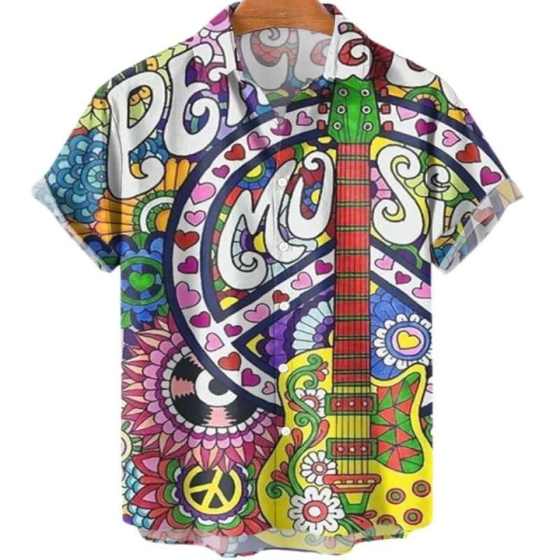 

Men's Hawaii Alaska Las Beach Vegas Shirts Casual Dress Short Sleeve Increase Clothing Floral Big Size