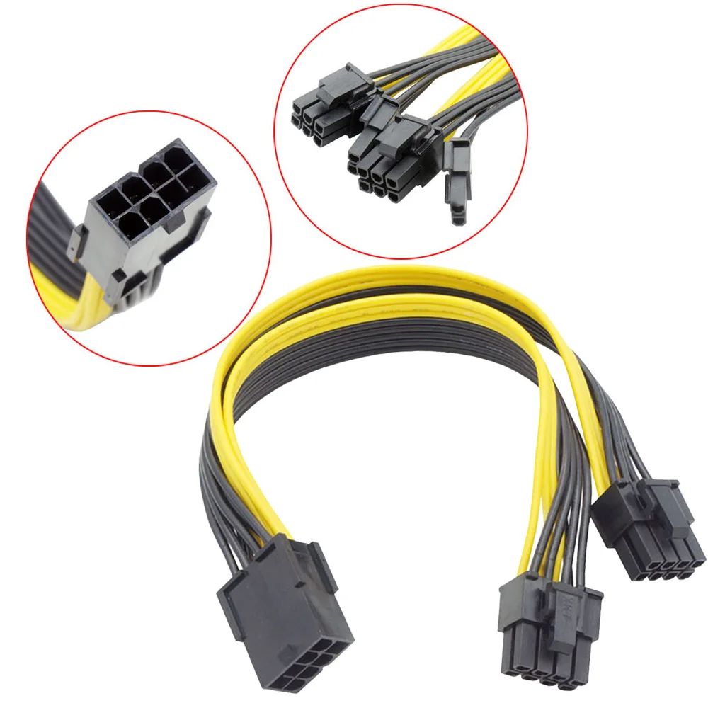 Фото 10 шт. 8-контактный PCI Express на 2 x PCIe 8 (6 + 2)-контактный разветвитель материнской платы, графическая видеокарта, PCIE, графический процессор, VGA, разветвитель, кабель питания-концентратор №2