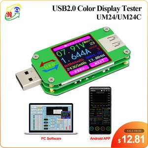 Вольтметр RD UM24 UM24C, ЖК-дисплей, приложение USB 2.0, амперметр, измеритель заряда аккумулятора, напряжения, тока, мультиметр, кабель, тестер
