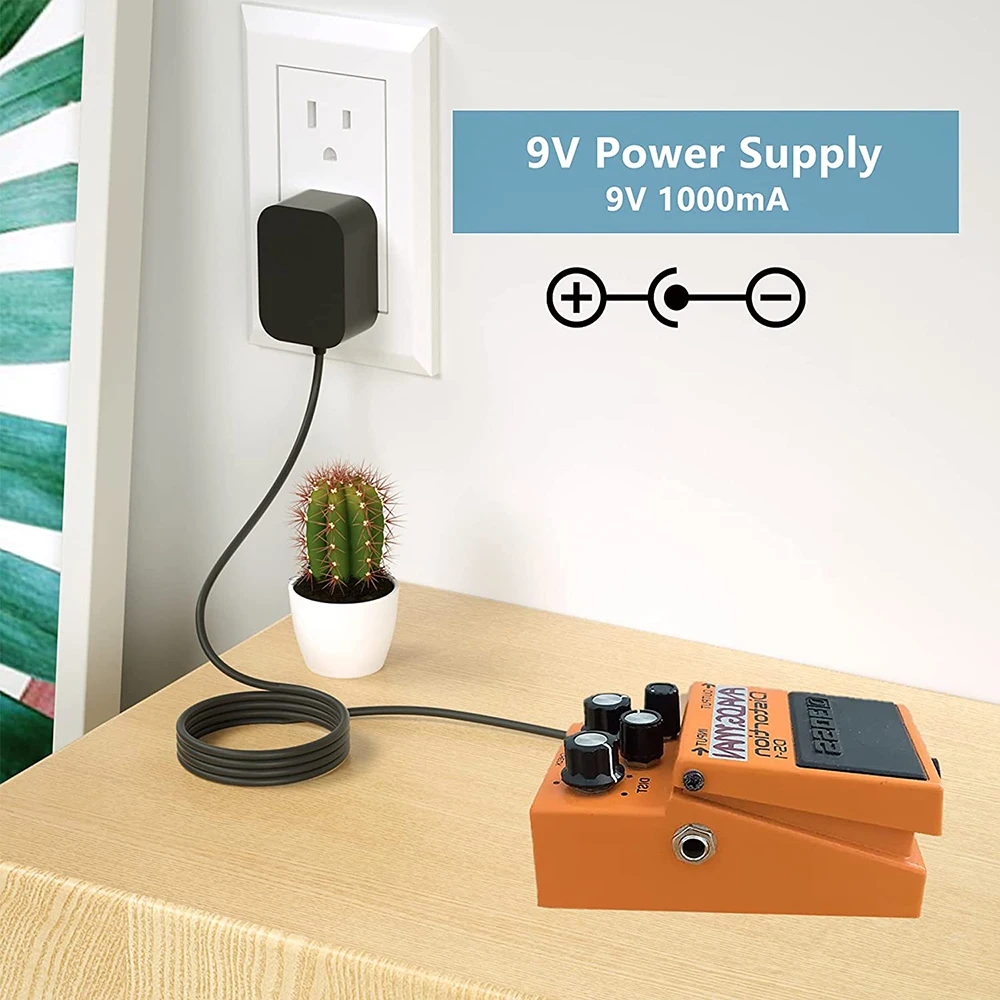 9V 1A DC Power Adapter Pedalboard Supply  Minimize Need to Change Batteries on Devices Requiring Guitar Pedal