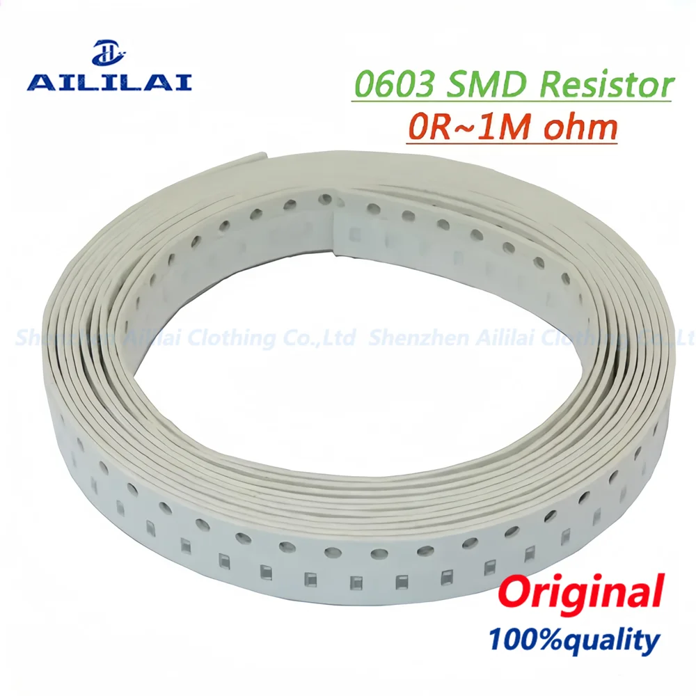 100 шт. 0603 SMD 1/10 Вт 1% чиповый резистор резисторы 0 ohm-10M ohm 0R 4.7R 100R 200R 220R 1K 4 7 K 4K7 10K 100K 200K