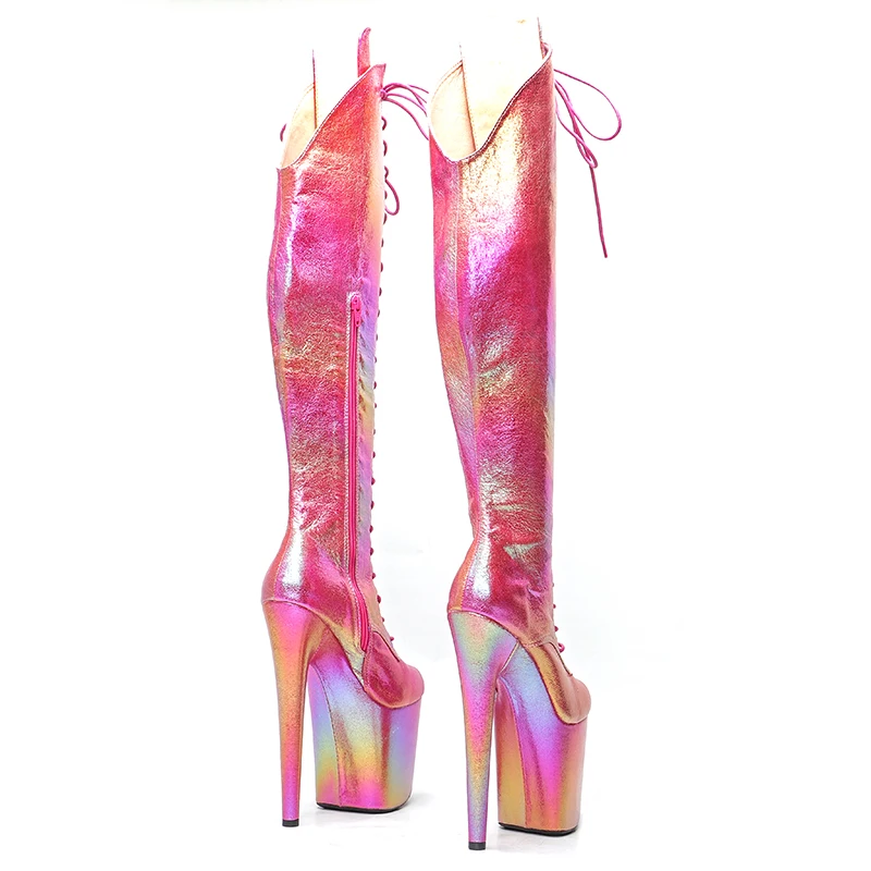 Leecabe  20CM/8inches Pole dancing shoes High Heel platform Boots closed toe Pole Dance boots