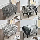 Чехол для ног с леопардовым принтом, прямоугольные чехлы из спандекса для оттоманки, полноразмерный чехол для табурета с подставкой для ног