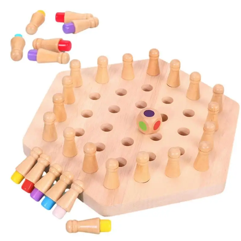 

Memory Chess Wooden Memory Stick Chess Set Intelligent Logic Color Cognitive Game Parent-Child Interaction Toy Brain Teaser
