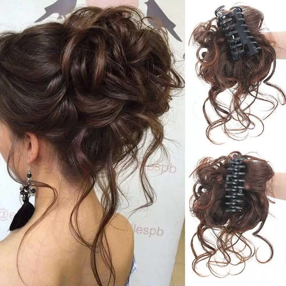 

Synthetic Hair Claw Clip Messy Curly Hair Wigs For Women Bun Claw Extension Chignon Hairpiece For Women Ponytail Hair Piece J8Y0