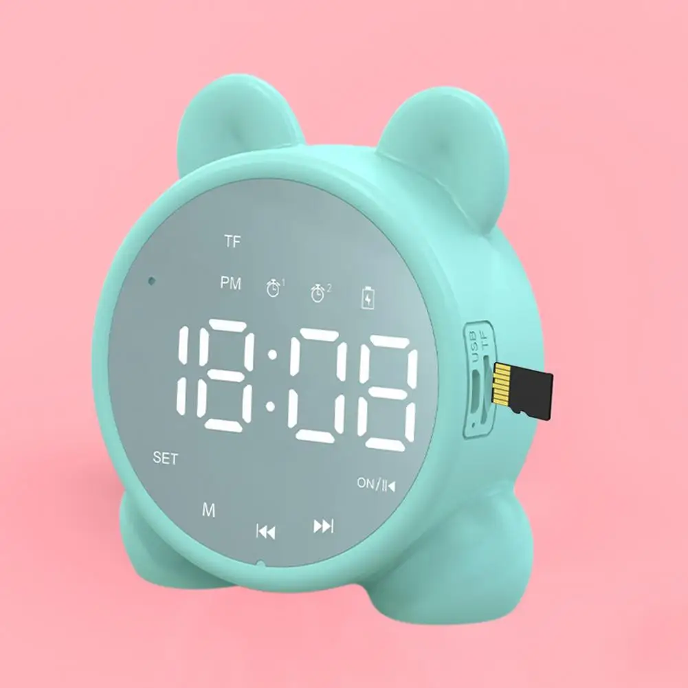 Беспроводной Bluetooth 5 0 USB будильник динамик светодиодный цифровой милый кот Уши