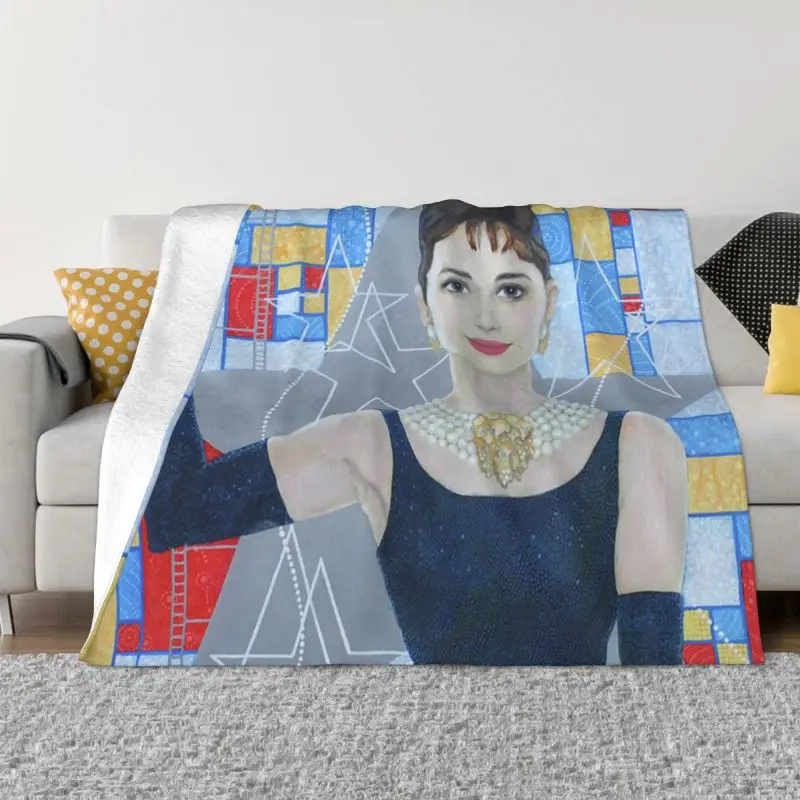 

Audrey Hepburn British Actor Sofa Fleece Throw Blanket Warm Flannel Old Celebrity Modern Portrait Blankets Home Couch Quilt