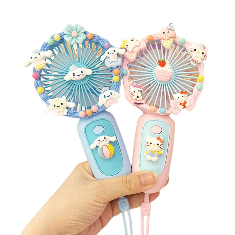 

Kawaii Sanrio HelloKitty Fan Cinnamoroll Cute Anime Usb Portable DIY Handheld Fan Cartoon Summer Student Girl Cooling Fan Gift