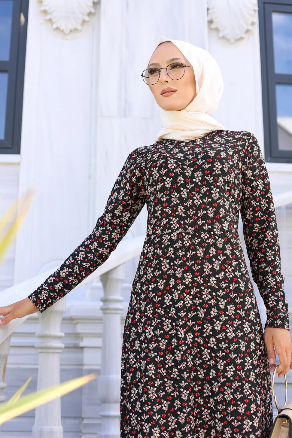 TUGBA Muslim Dress Long Sleeve Floral Print muslim dress code 2021 turkish gown hijab summer