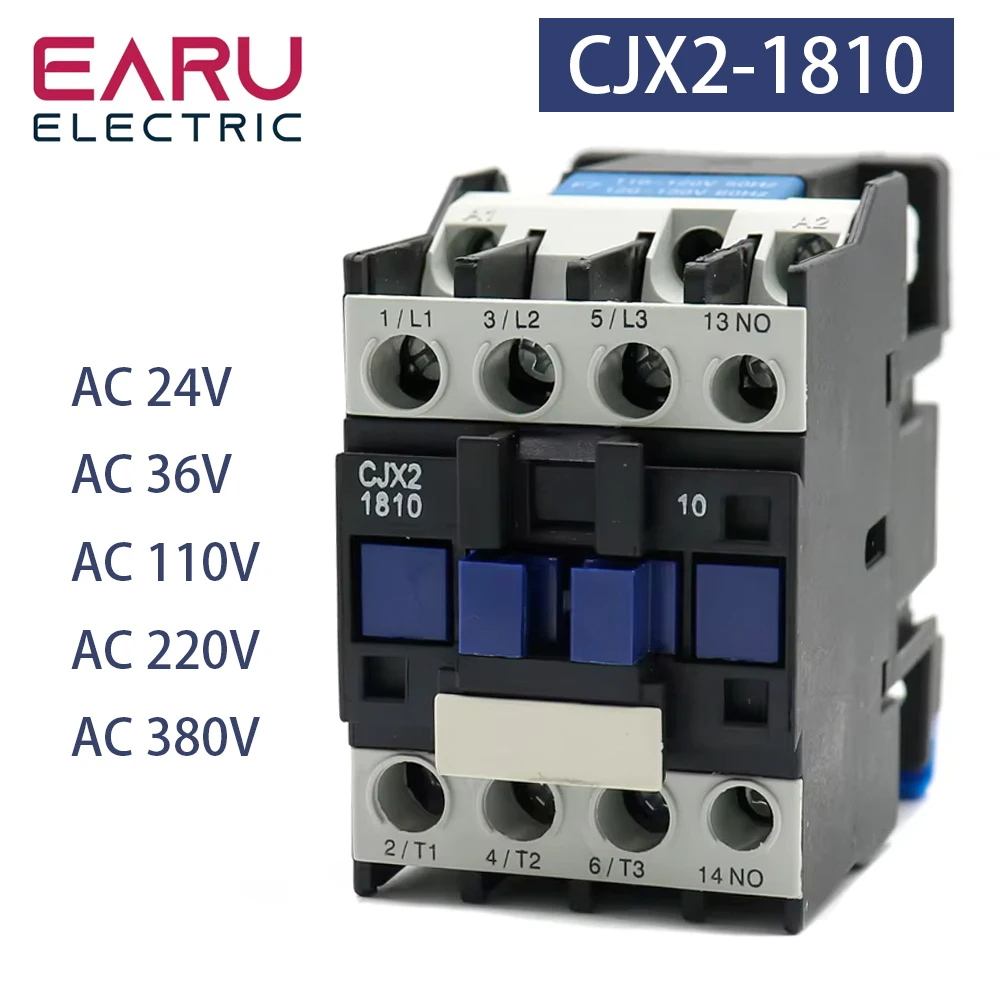 

Контактор EARUELECTRIC CJX2-1810 18А 3-фазный 3-полюсный