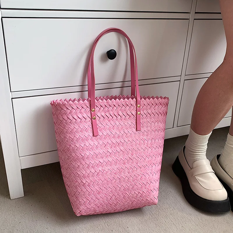 

Женская плетеная Сумка, вместительная пляжная соломенная сумка из ротанга, 2022