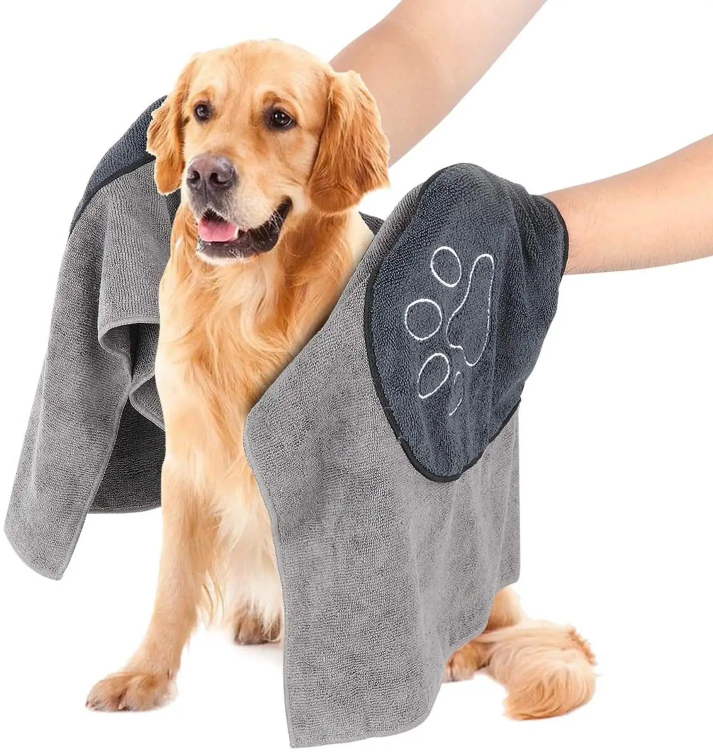 

New Pet Drying Towel Ultra-absorbent Dog Bath Towel Microfiber 96*50cm Soft Material Microfiber Paw Print Bath Towel