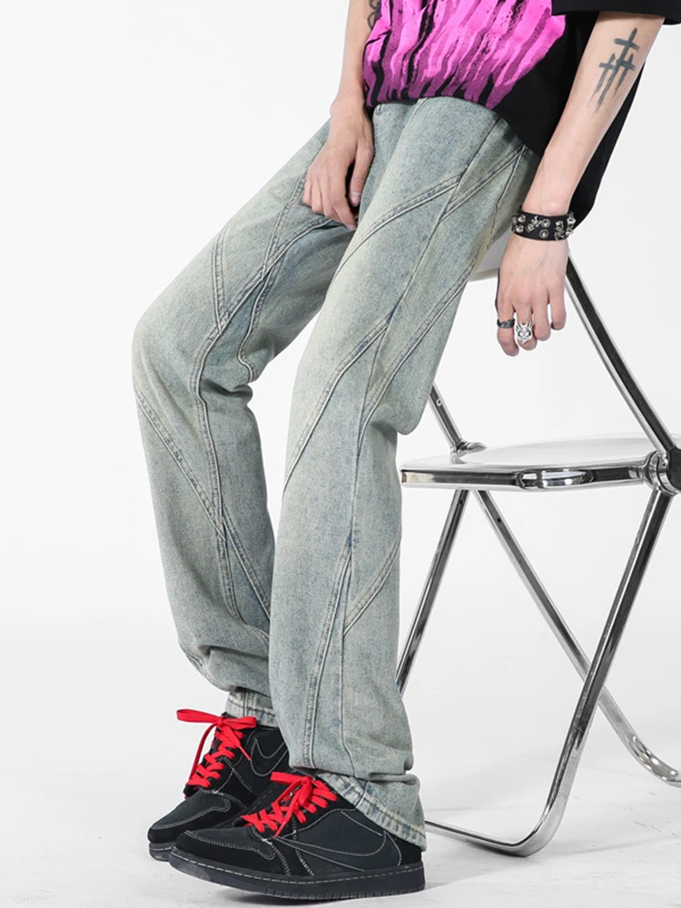 Men's Wear Spring New Denim Trousers Ground Straight Pants Fashion American High Street Wide Leg Jeans Vintage Y2k Men’s Jeans