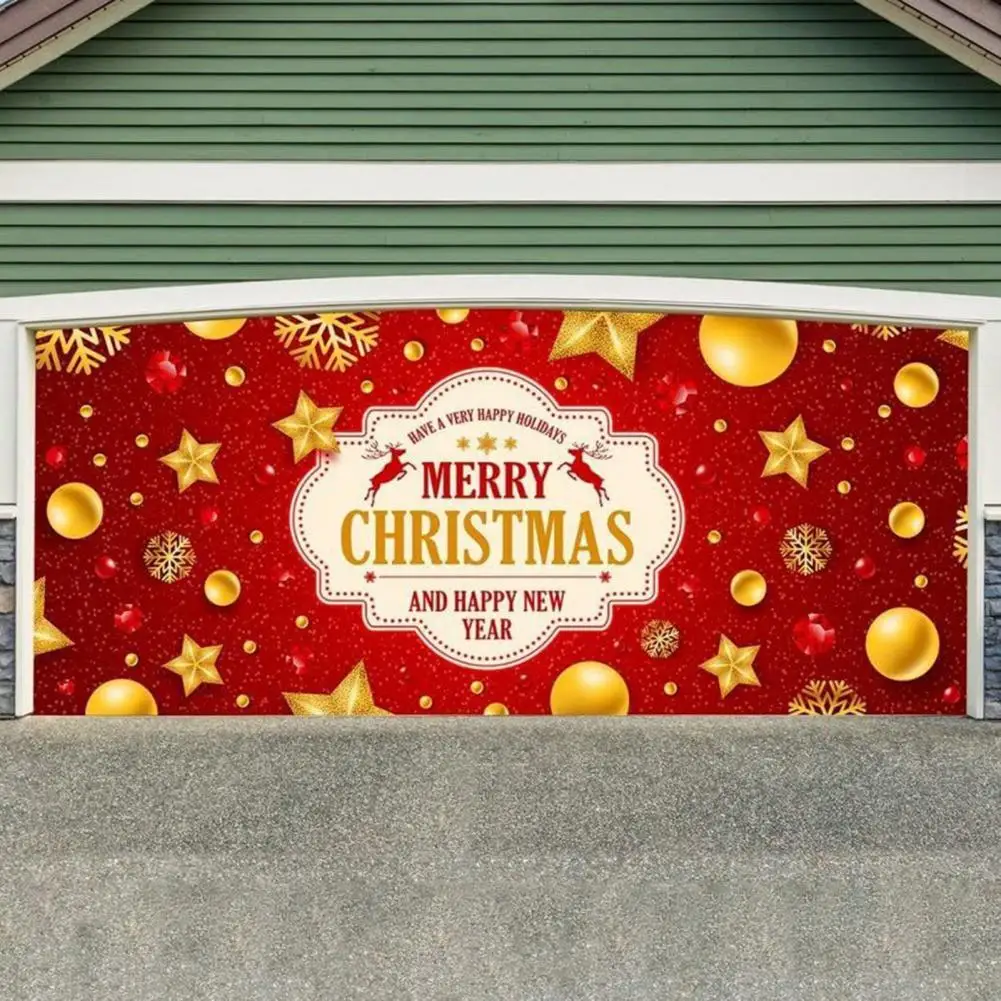 

2mx4.8m Christmas Holiday Banner Super Large Clear Print DIY Merry Xmas Festival Party Scene Layout Backdrop for Garage Door