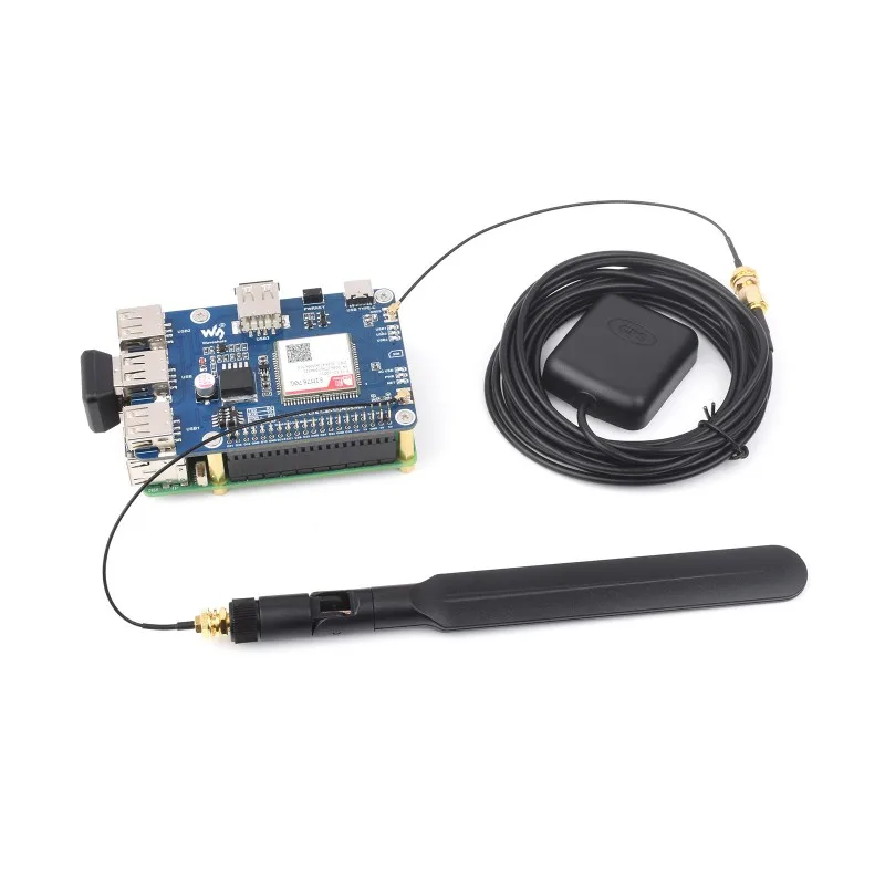 Фото Шляпа Cat-1/GNSS для Raspberry Pi, на базе модуля SIM7670G, глобальная поддержка многодиапазона LTE 4G Cat-1, позиционирование GNSS, 3x USB 2.0 №1