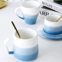 creative gradient simple household ceramic cup dipped coffee flower cup and saucer set lovers cup tumblr cup cute cup