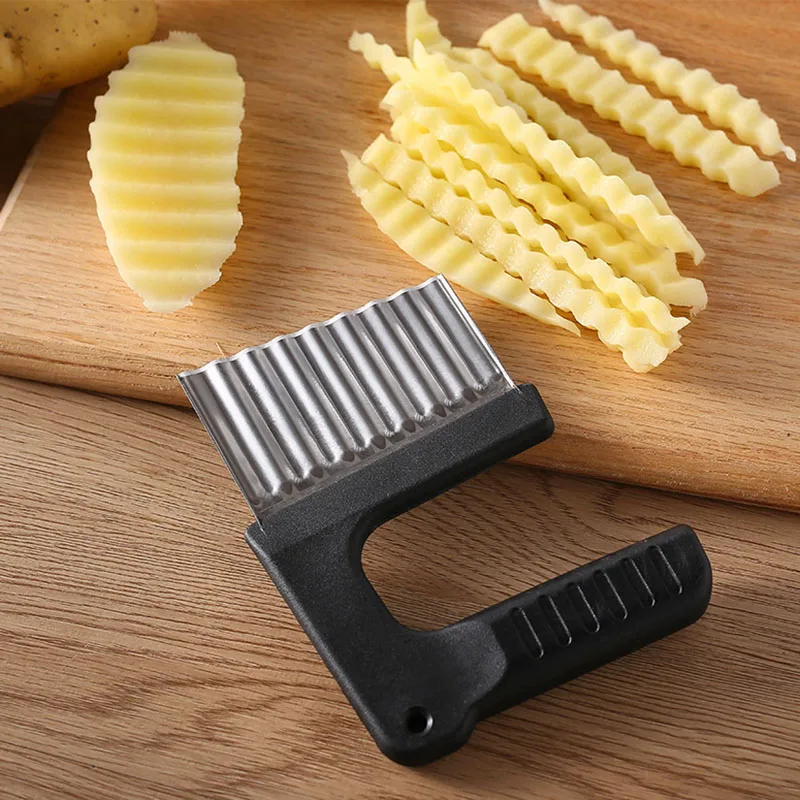 

Stainless Steel French Fry Cutters Potato Chip Slicer Dough Vegetable Fruit Crinkle Wavy Slicer Knife Potato Cutter Home Gadgets