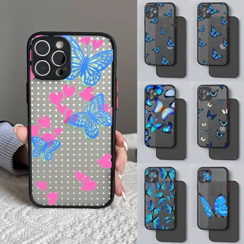 

Cute 3D Embossed Butterfly Phone Case Matte Fundas Shell Cover For Iphone 6 6s 7 8 Plus Xr X Xs 11 12 13 Mini Pro Max