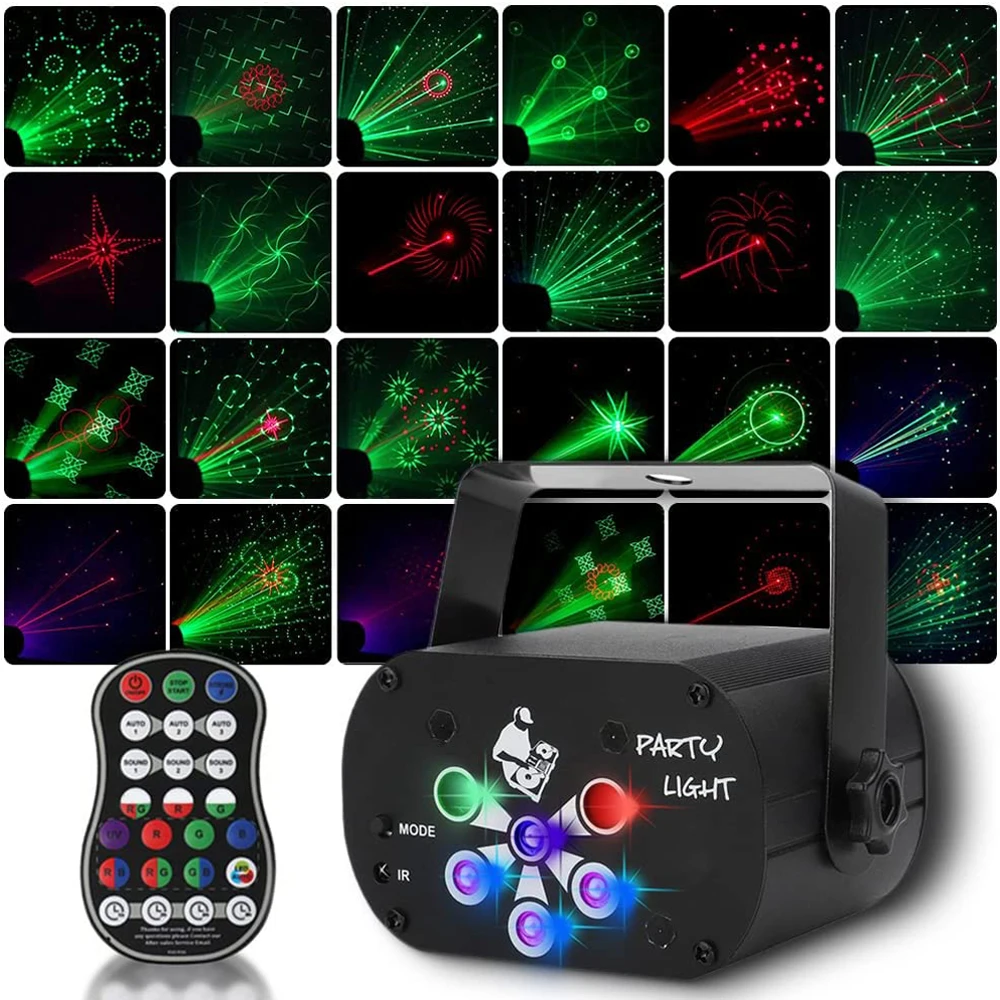 

DJ Disco Laser Lights Stage Northern Projector RGB Sound Activated Strobe LED UV Lighting Rechargeable for Indoor Birthday Party