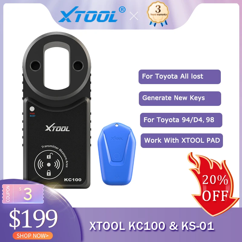 

XTOOL KC100 & KS01 Auto Key Programmer All Key Lost For Toyota / For Lexus Key Programing Tool Work With X100 pad 2/ pad3