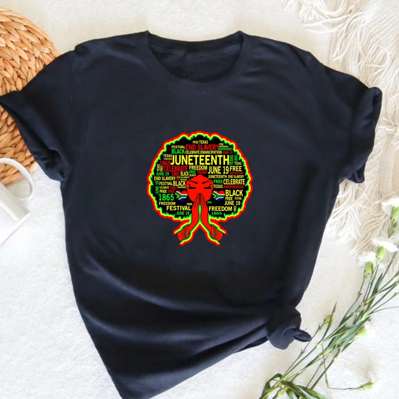 

Juneteenth T Shirt Women Black Lives Matter African T Shirts Graphic Print Tshirt Summer Black Girl Magic Women's T Shirts Top
