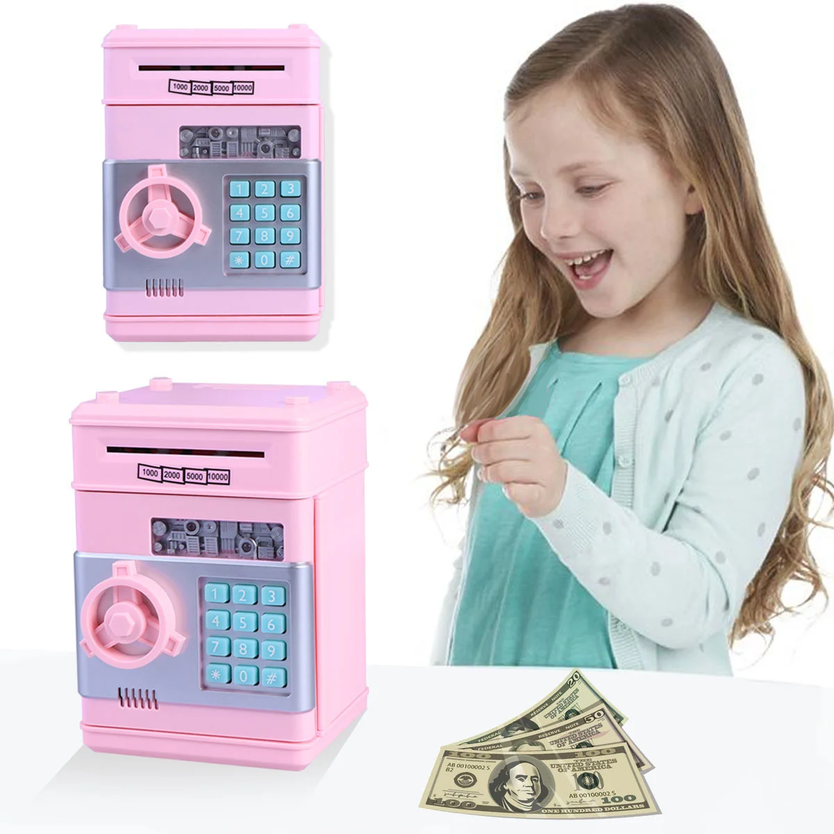 

Kids Electronic Money Machine Fingerprint Piggy Bank Automatic Money Bank Code Money Box Cash Saving Machine