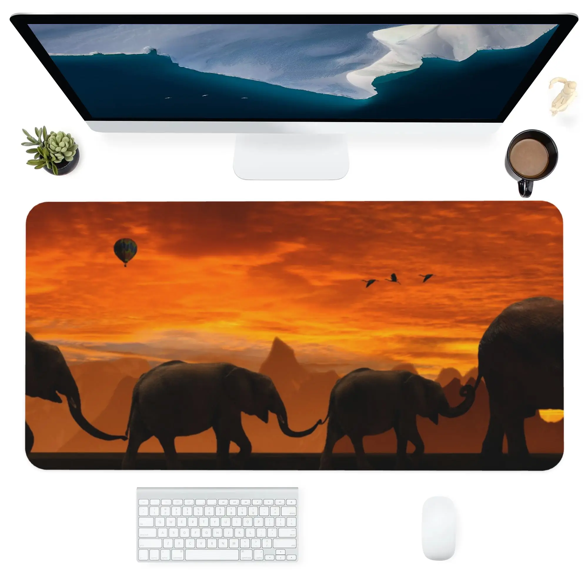 

Non-slip Animal Elephant Print Mouse Pad Organizer Gaming Mouse Pad Desk Home Decor Laptop Mouse Mat Office Desk Accessories Set