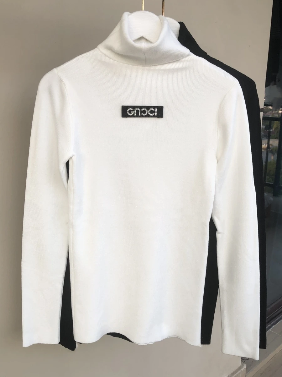 

Luxury Brand Designer Letter Knit Turtleneck Sweater For Women Knitwear Top Pullover Y2k 2023 Autumn Winter T-shirts Clothes
