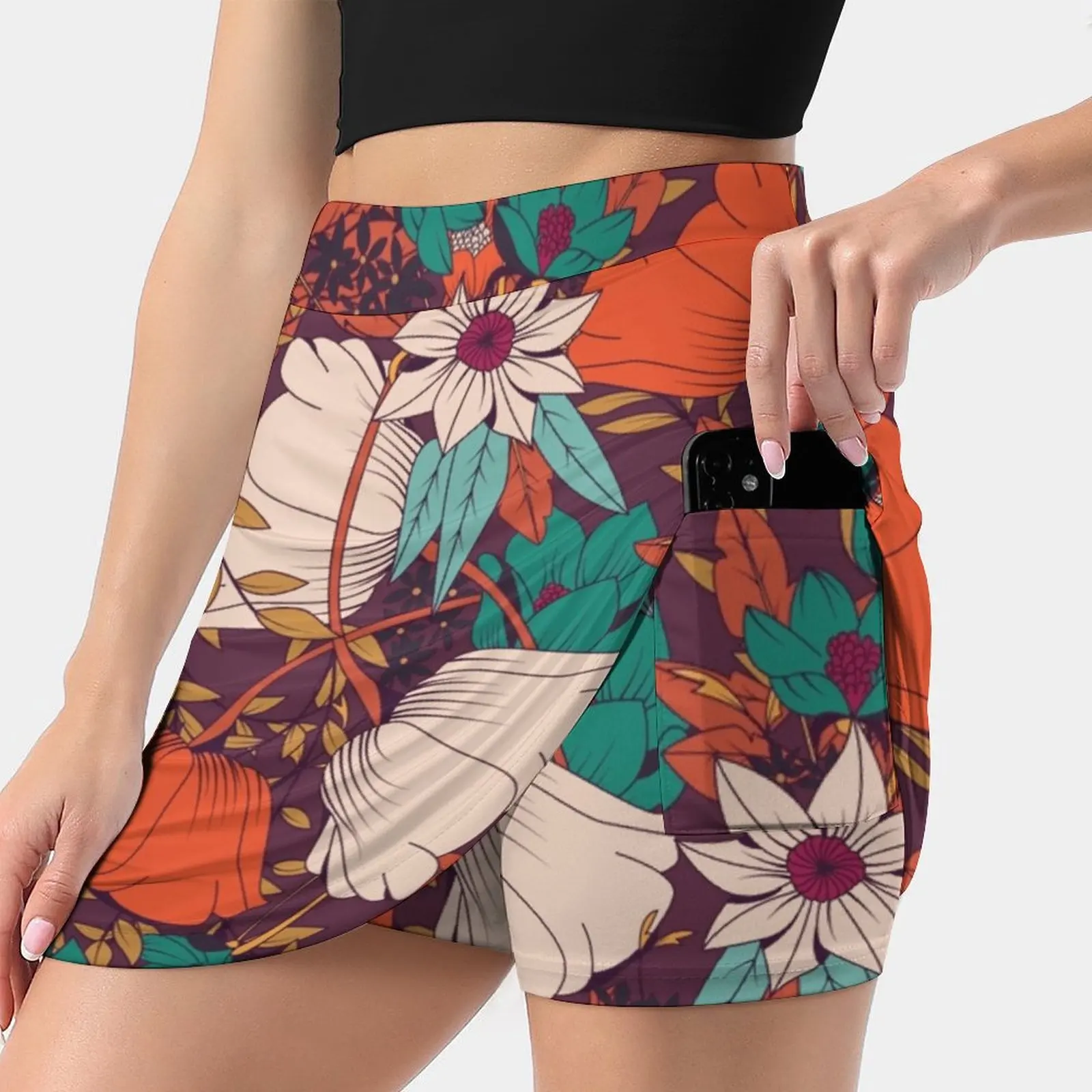 

Botanical Pattern 010 Women'S Fashion Sporting Skirt With Pockets Tennis Golf Running Skirts Anniversary Background Bohemian