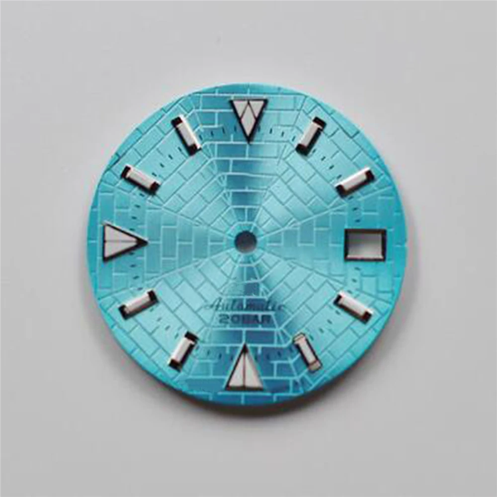 

28.5mm Green Luminous Diving Dial Single Calendar Dial For NH35A NH35 4R35 6R35 Movement 3/3.8 Position Dial