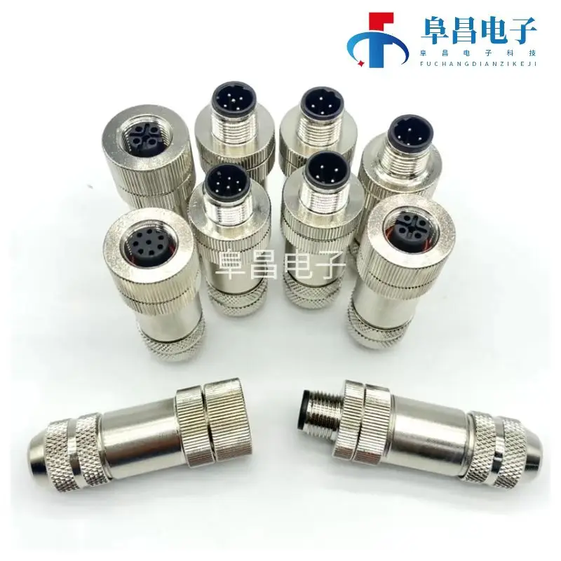 

M12 connector Ethernet connector ProFINet Aviation waterproof plug 4 core 5 core 8 core 12 core metal shield