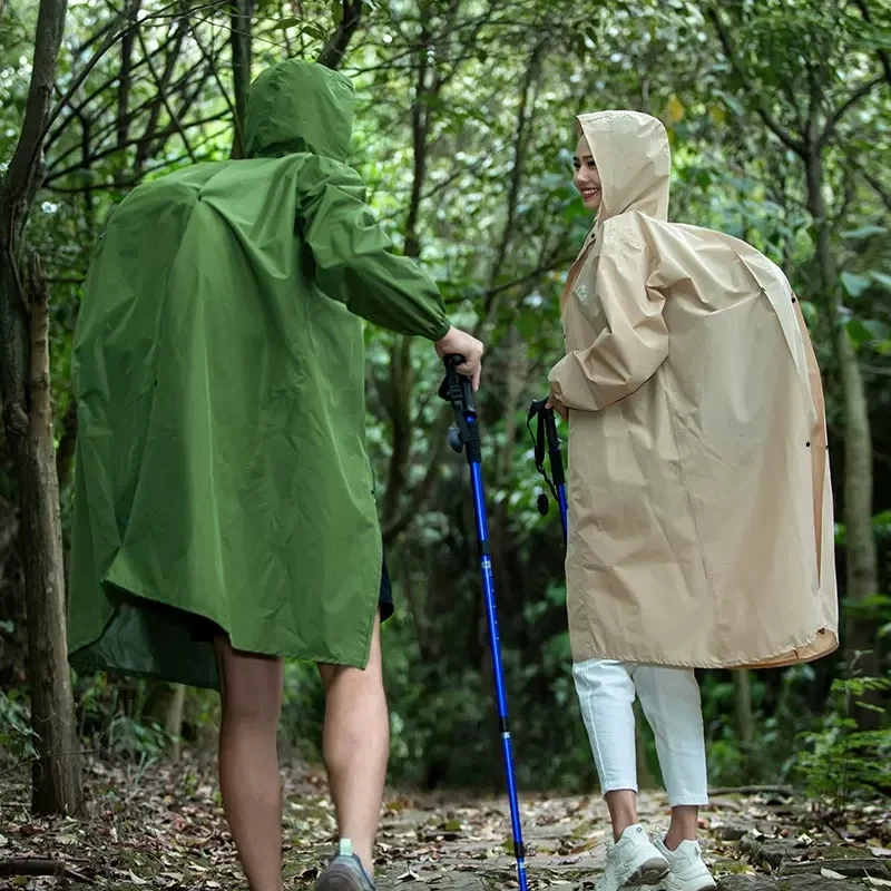 Green/Khaki Backpack Waterproof Women Men Raincoat Jacket Hooded Climbing Rain Coat Adults Hiking Poncho Outdoor Rainwear