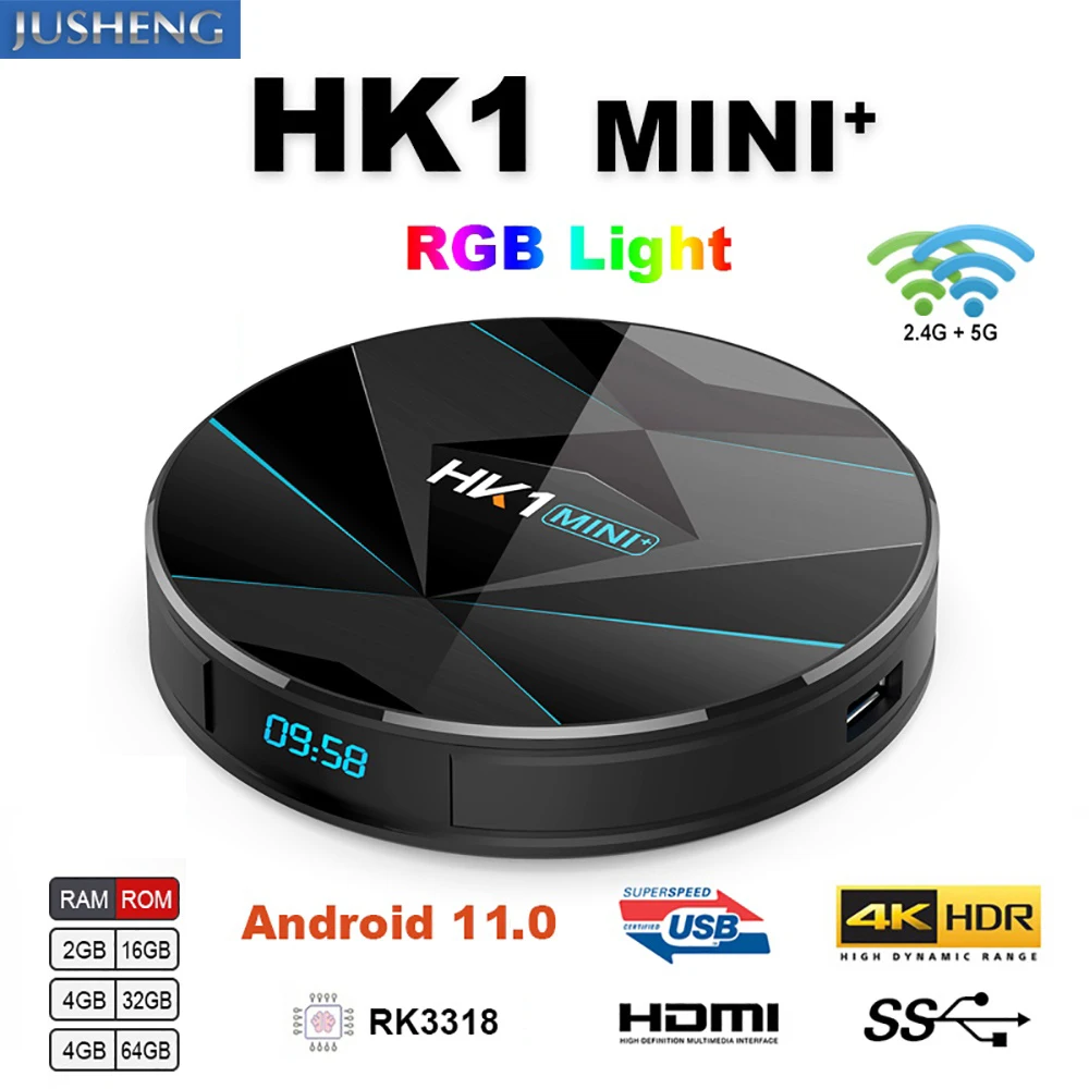 Мини-приставка смарт-ТВ HK1MAX Android 11 0 Wi-Fi 4 ядра 16 + 32/64 ГБ |