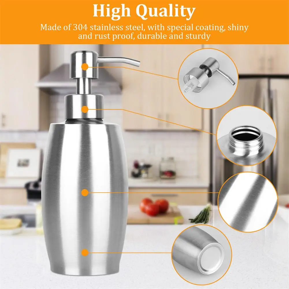 

Soap Dispenser Soap Dispenser Manual 375ML Hotel Kitchen Bathroom Soap Dispenser Hand Sanitizer Bottle Stainless Steel Dropship