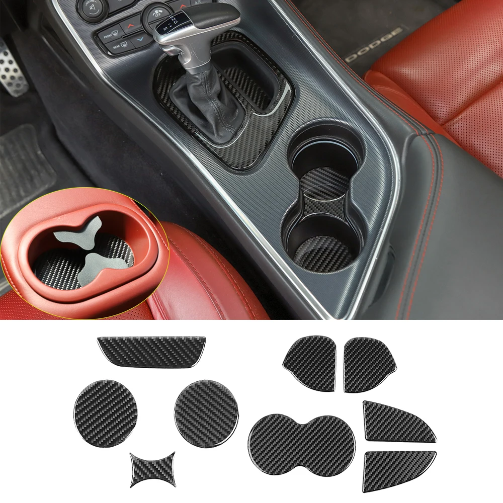 

Подстаканник из мягкого углеродного волокна для рычага переключения передач, подставка для Dodge Challenger 2015-2022, интерьерные автомобильные аксе...