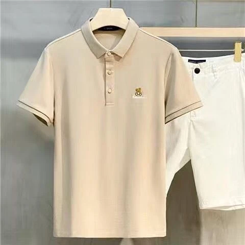 

2022 Men's Polo Shirts Luxury Appliques Branded Cotton Polo T Shirts Men's Fashion Breathable Short Sleeve Men's Golf Tops