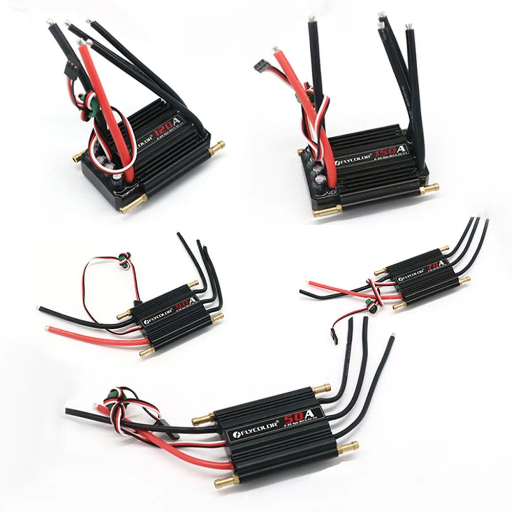 

Flycolor Brushless ESC Speed Controller 50A 70A 90A 120A 150A with Progaming Card Support 2-6S Lipo BEC 5.5V/5A for RC Boat