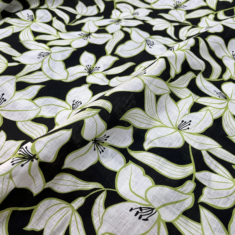 Европа и Америка праздничный стиль натуральная льняная ткань с принтом растений