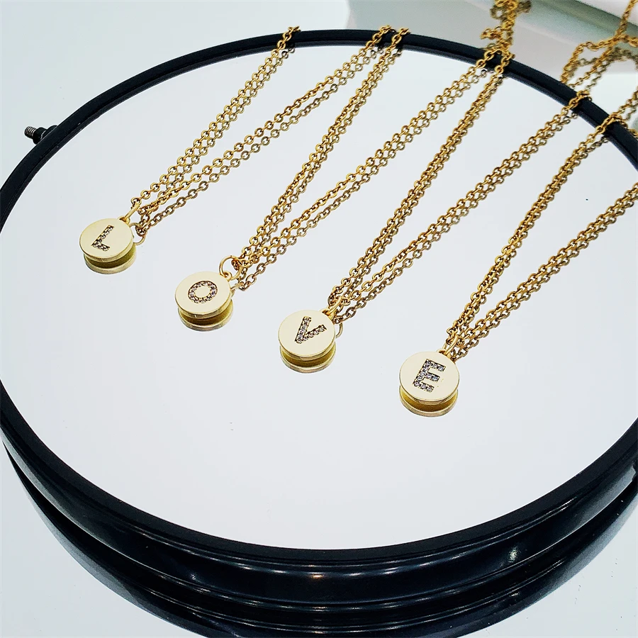 

Роскошное ожерелье-цепочка с подвеской в виде короны алфавита из меди и циркона в стиле панк/хип-хоп