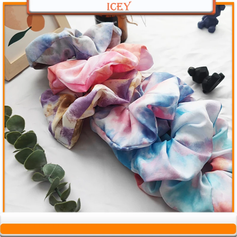 

1pc sunset headbands Gradient Headwear tie dye Scrunchie fabric Hair Accessories Set Hair ring Hair Ties