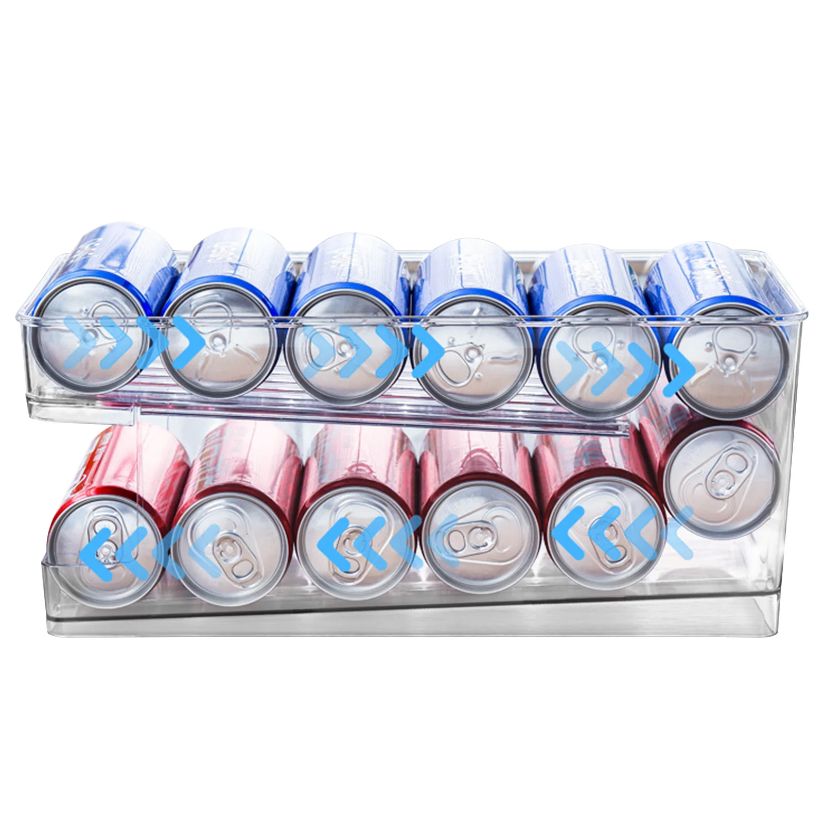 

Soda Can Organizer Rolling Beverage Storage Box Stackable Can Holder Dispenser Double-layer Design Transparent Soda Can 2022