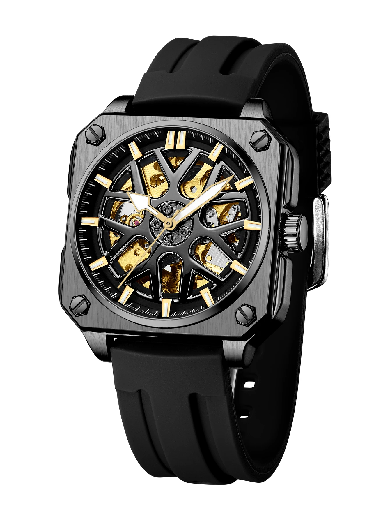 Часы BIDEN Мужские механические квадратные водонепроницаемые до 30 м