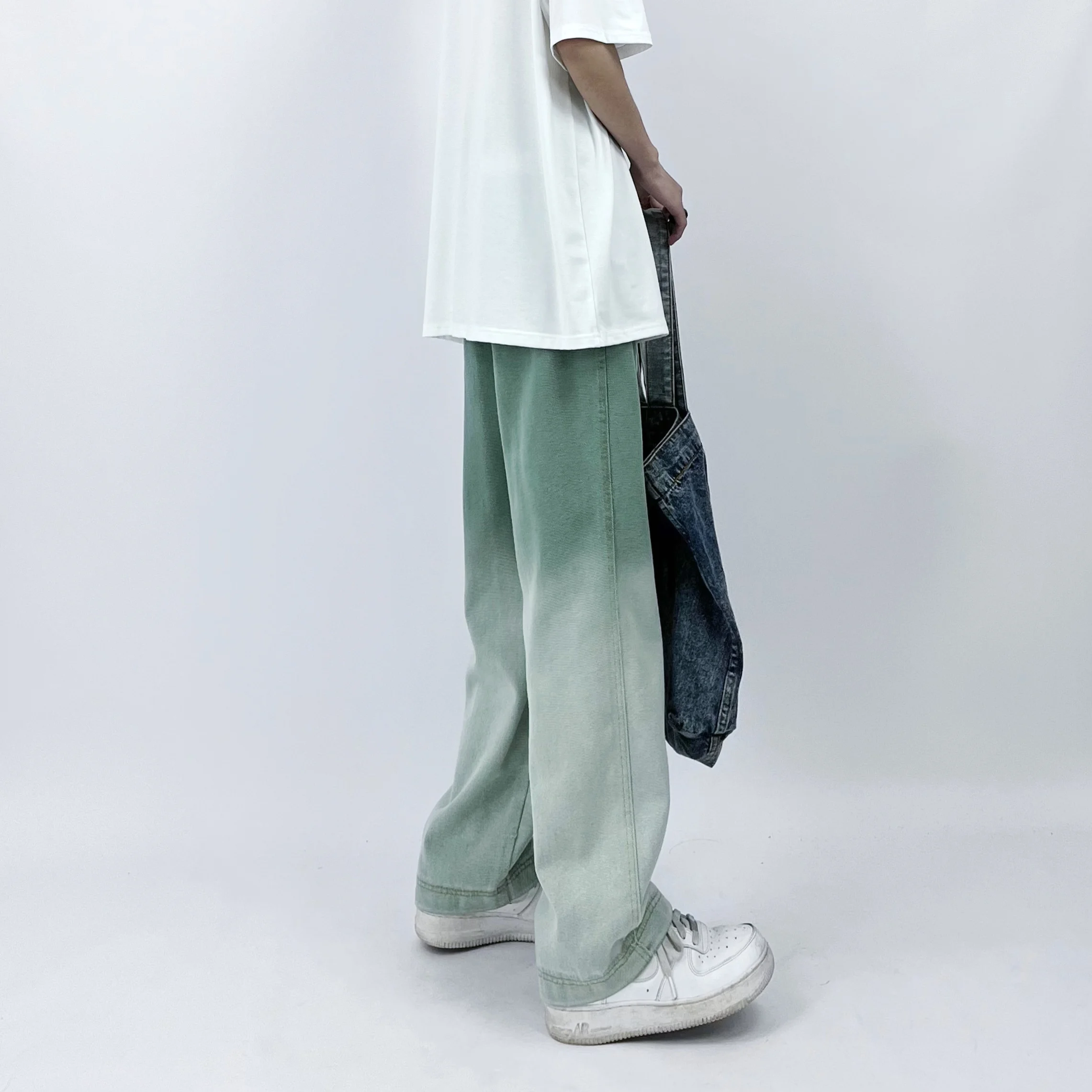 Men's Jeans Ins Street Tie-dye Gradient Green Straight Loose Jeans Men's and Women's Casual Trousers Ins Hot Sale Men Clothing