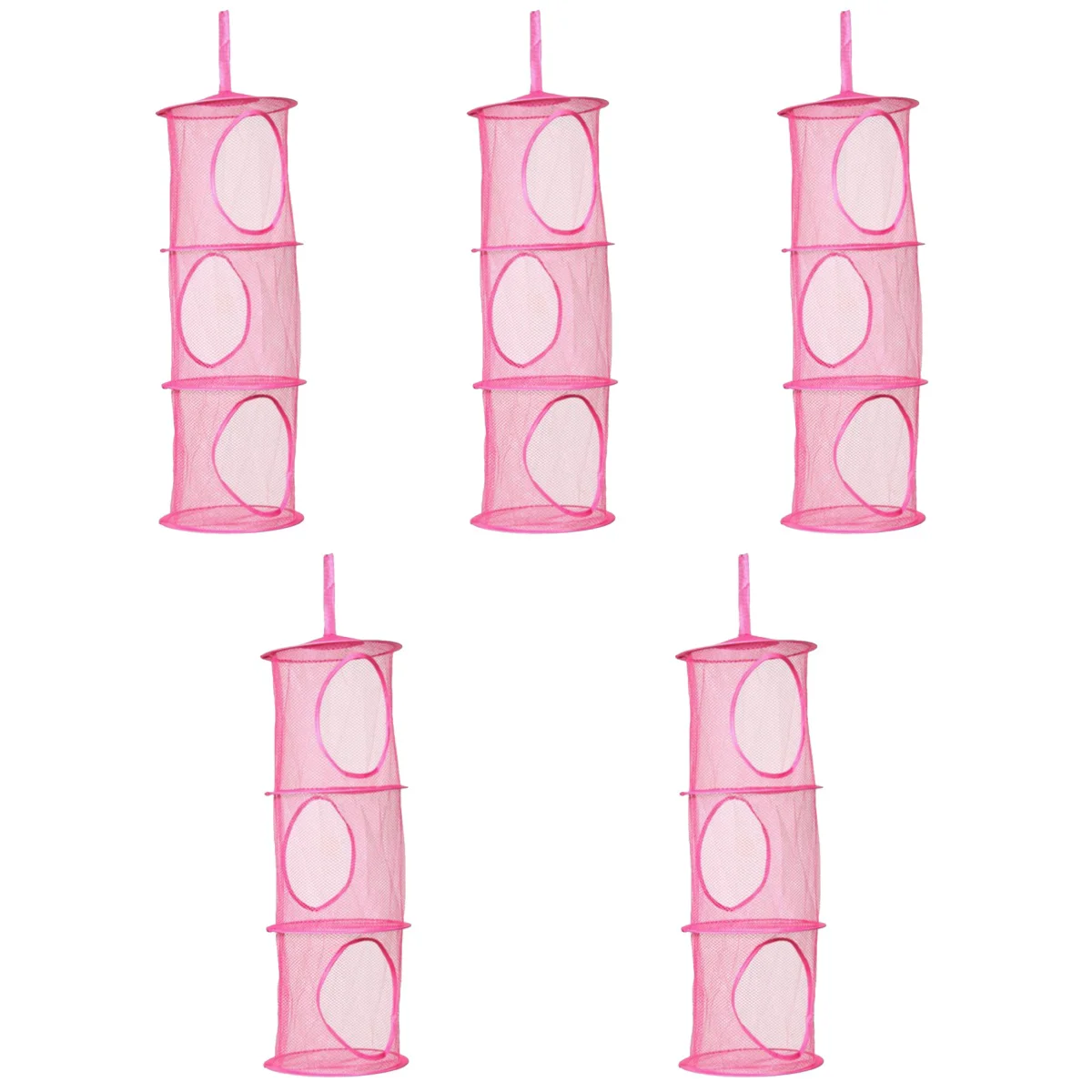 

5pcs Hanging Mesh Storage Bag Collapsible Storage Space Save Bag 3 Tier Organizer for