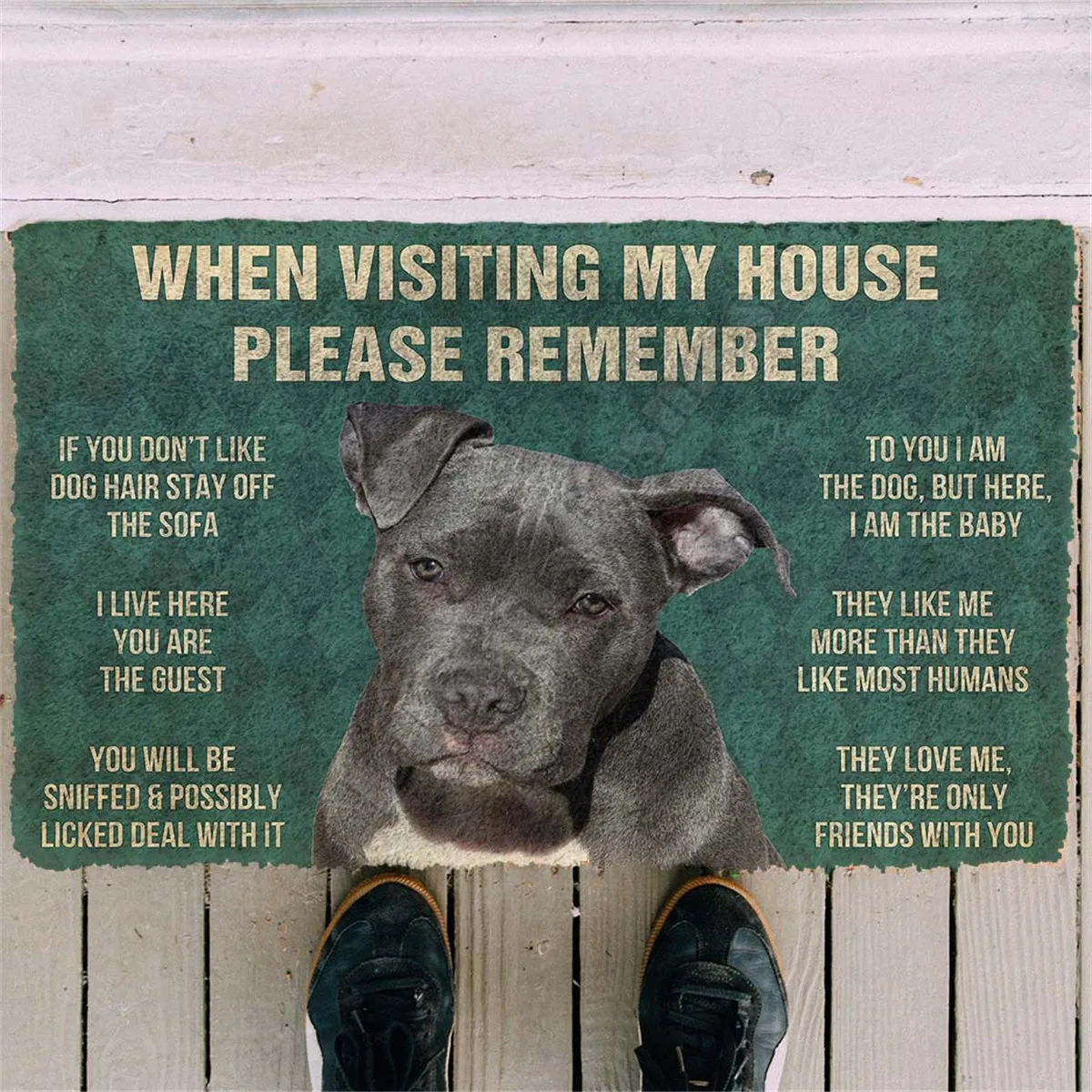 

3D Printed Please Remember Pitbull Dogs House Rules Custom Doormat Non Slip Door Floor Mats Decor Porch Doormat 04