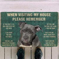 3d printed please remember pitbull dogs house rules custom doormat non slip door floor mats decor porch doormat 04