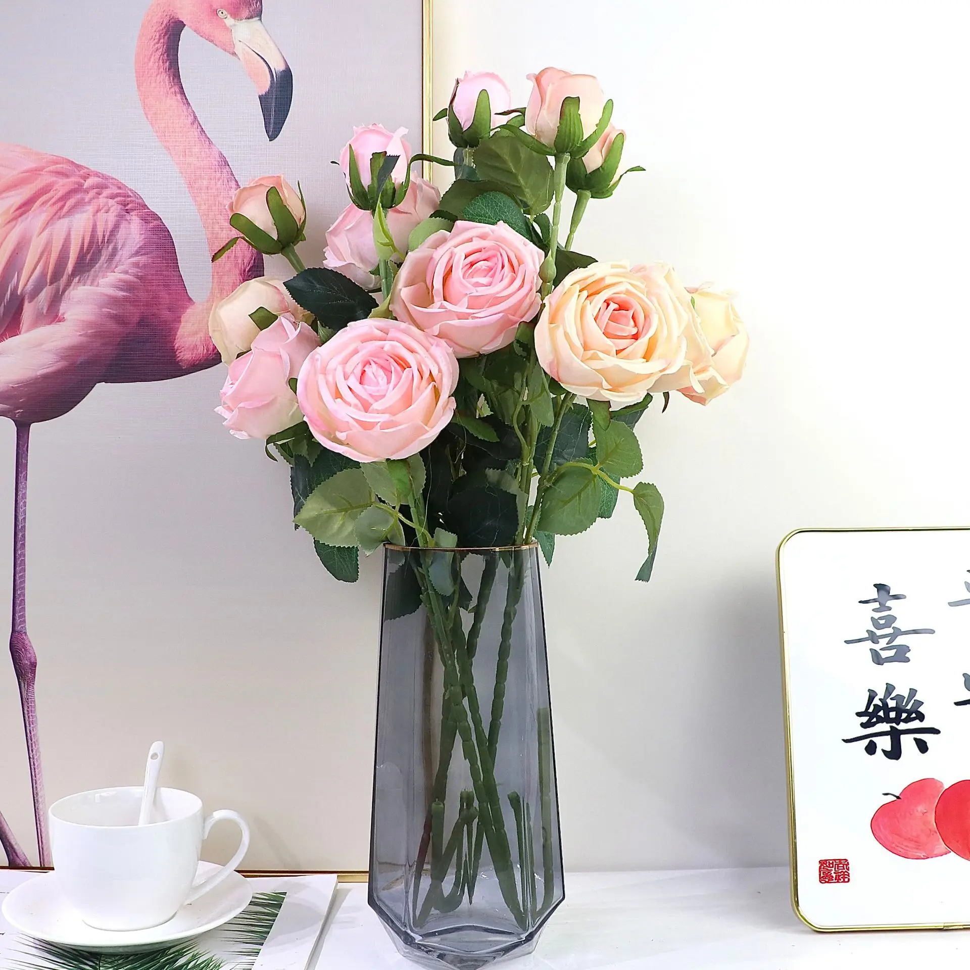 5 шт./лот искусственные 3-головные розы шелковые цветы для украшения дома