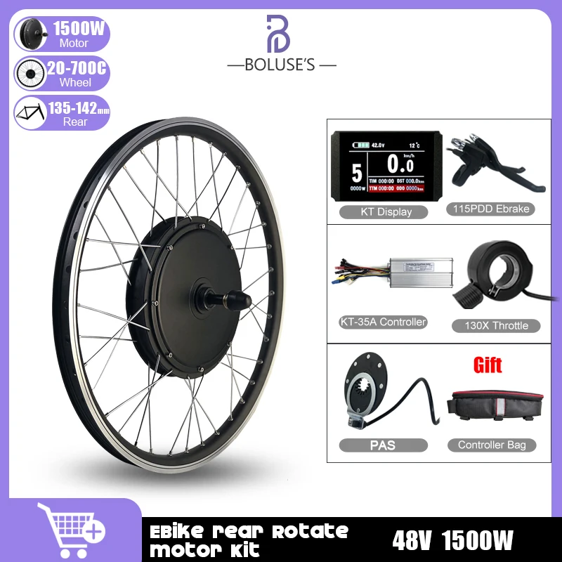 

Комплект для переоборудования электровелосипеда, 1500 Вт, задний поворот, 48 В, Мотор Ступицы Колеса 20-29 дюймов, 700C, комплект для переоборудован...