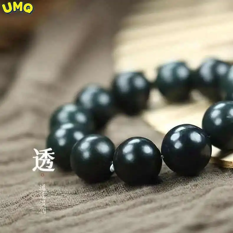 

Высококачественная натуральная Нефритовая ручная гирлянда Xinjiang Hotan, черная ручная гирлянда с шариками, браслет унисекс, прямая трансляция, ...