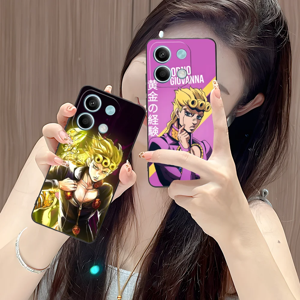 Фото Чехол для телефона JOJO Giorno Giovanna для Xiaomi POCO M6 M5 M4 M3 X7 X6 X5 X4 X3 F6 F5 F4 Pro GT 5G, черный чехол для смартфона №4